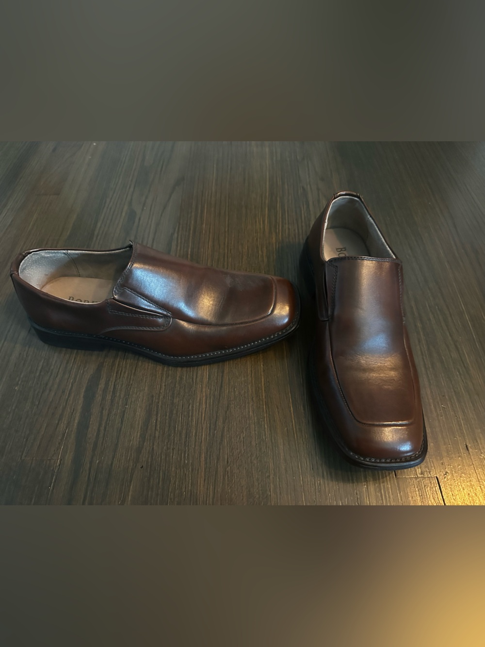 BORELLI Men's Classic Brown Leather Slip-On Dress Shoes SIZE 10.5